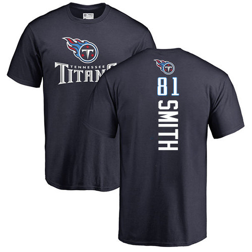Tennessee Titans Men Navy Blue Jonnu Smith Backer NFL Football #81 T Shirt